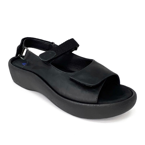 Wolky Jewel Sandal Adjustable Strap Sandals Black Leather Size 8.5 Comfort Shoe - Picture 1 of 13